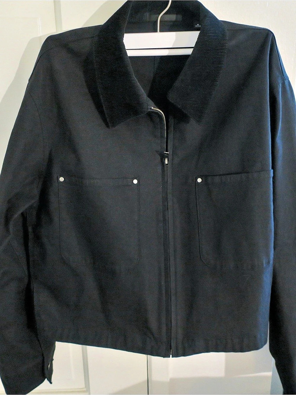 UNIQLO Women’s Black Zip-Up Barn Jacket Corduroy Collar